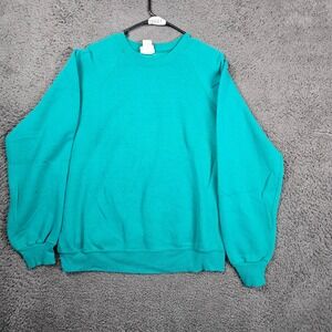 Vintage Lee‎ Sweatshirt Teal Blank Crewneck Pullover Long Sleeve Mens XL